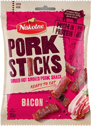 NAKOTNE Pork Sticks Bacon 8 x 35g iepakojums