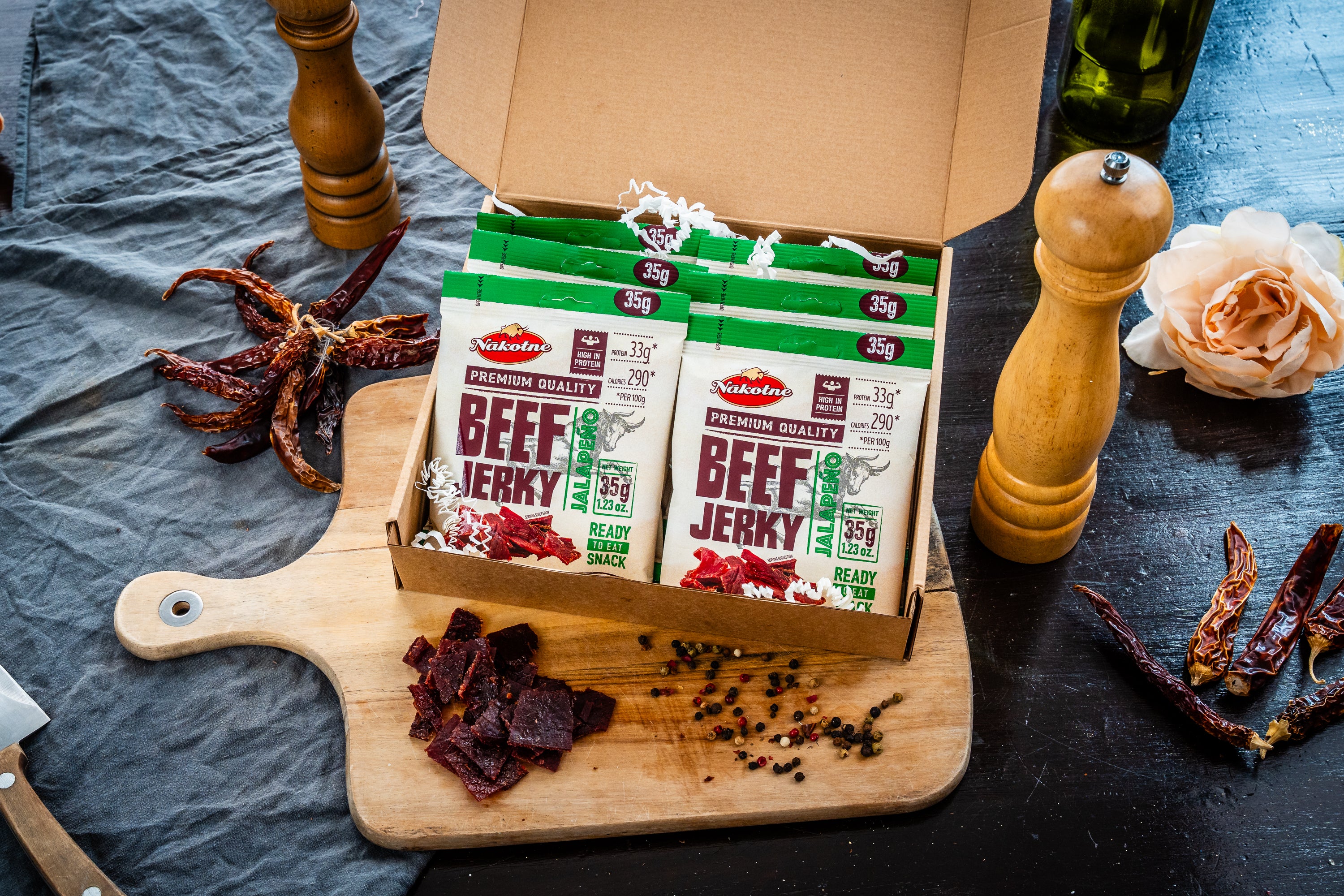 NAKOTNE BEEF JERKY JALAPEÑO ( 8 x 35g)