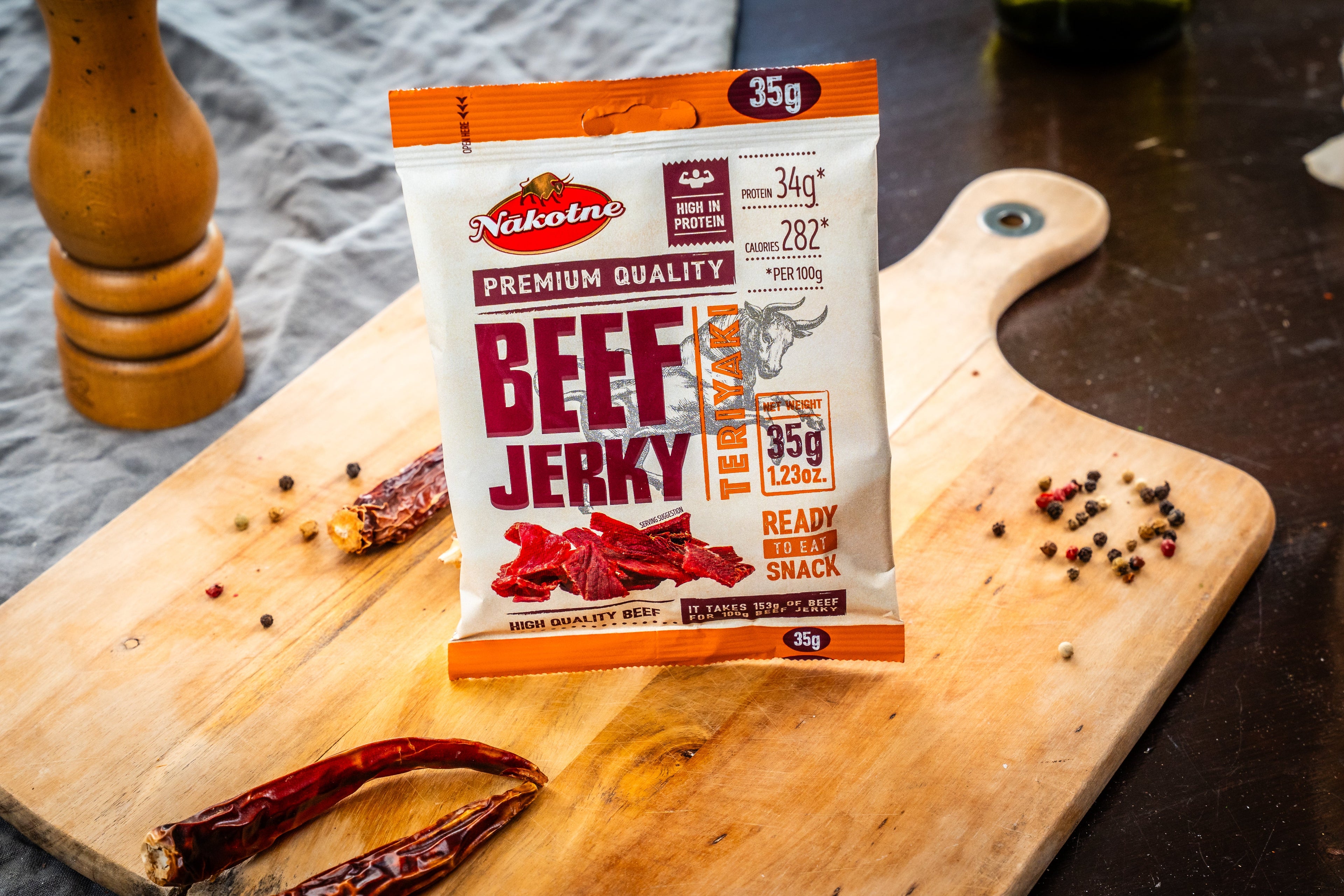 NAKOTNE BEEF JERKY TERIYAKI — pack front
