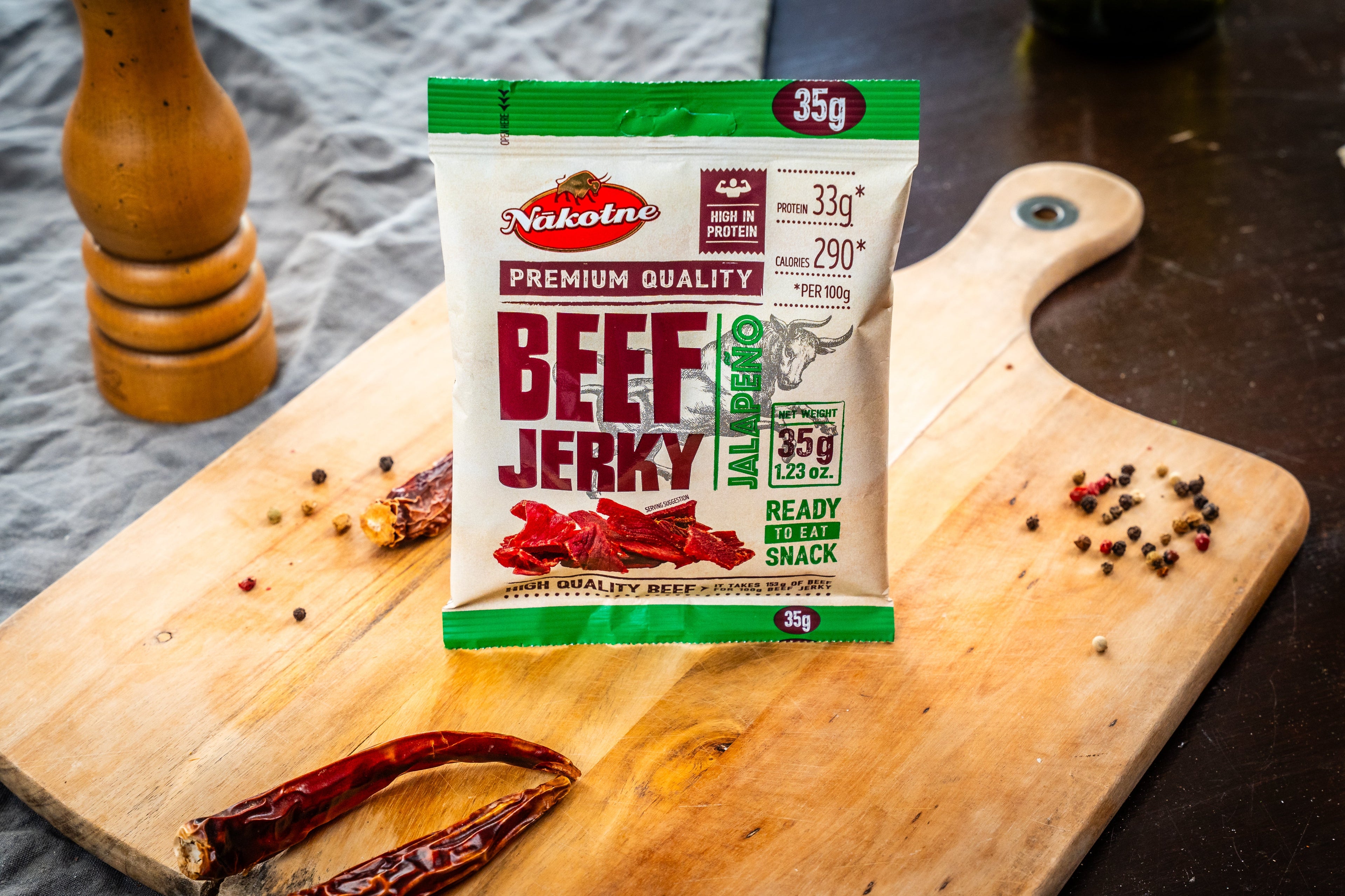 NAKOTNE BEEF JERKY JALAPEÑO — pack front