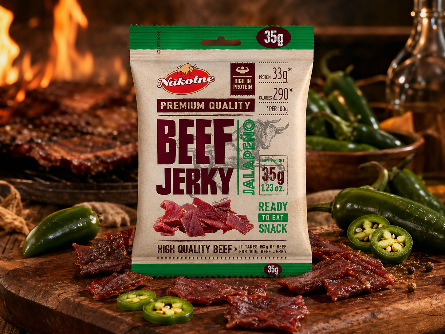 NAKOTNE BEEF JERKY JALAPEÑO ( 8 x 35g)